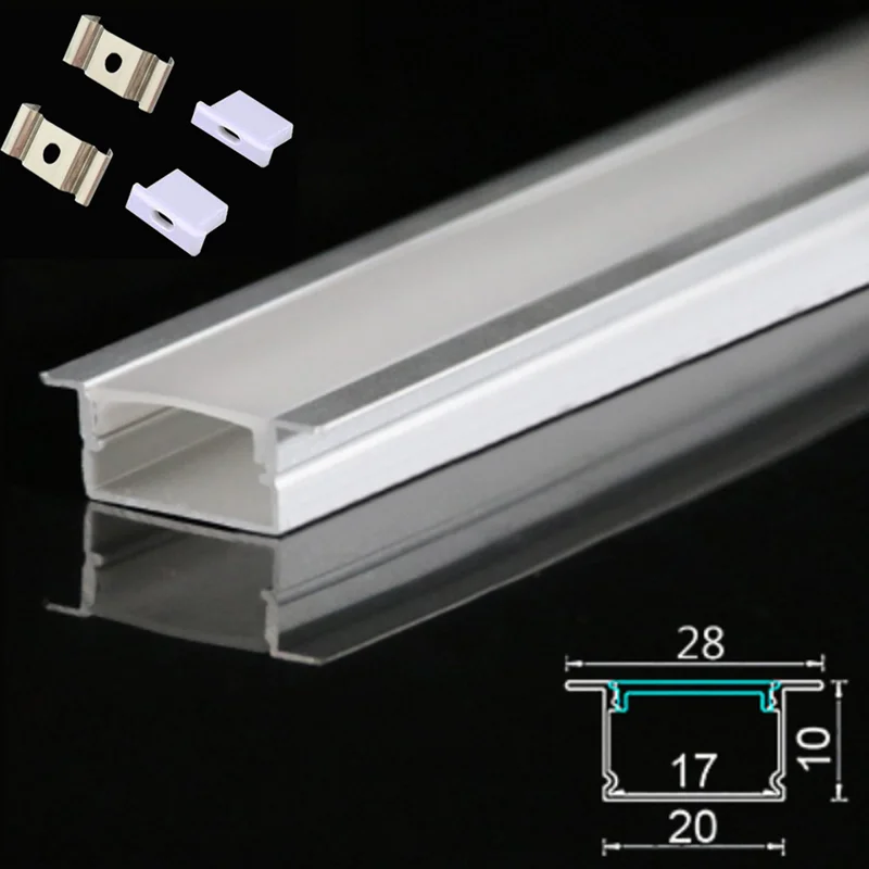 DHL 10-100PCS 1m Recessed LED aluminum profile Led Line light 3528 5050 5630 hard/soft led strip,milky cover aluminum channel