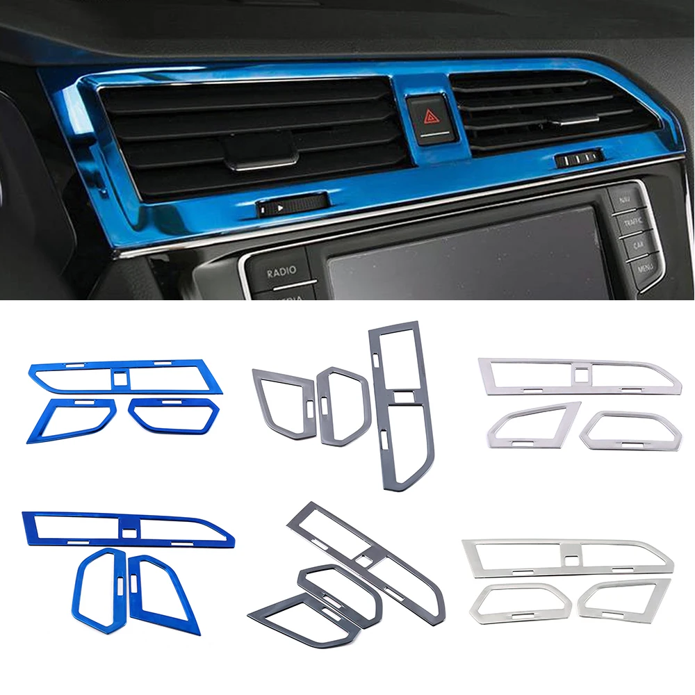 

For Volkswagen VW Tiguan MK2 2017-2019 Dash board Air Conditioning AC Outlet Vent Cover Frame Trim Stainless Steel Sticker