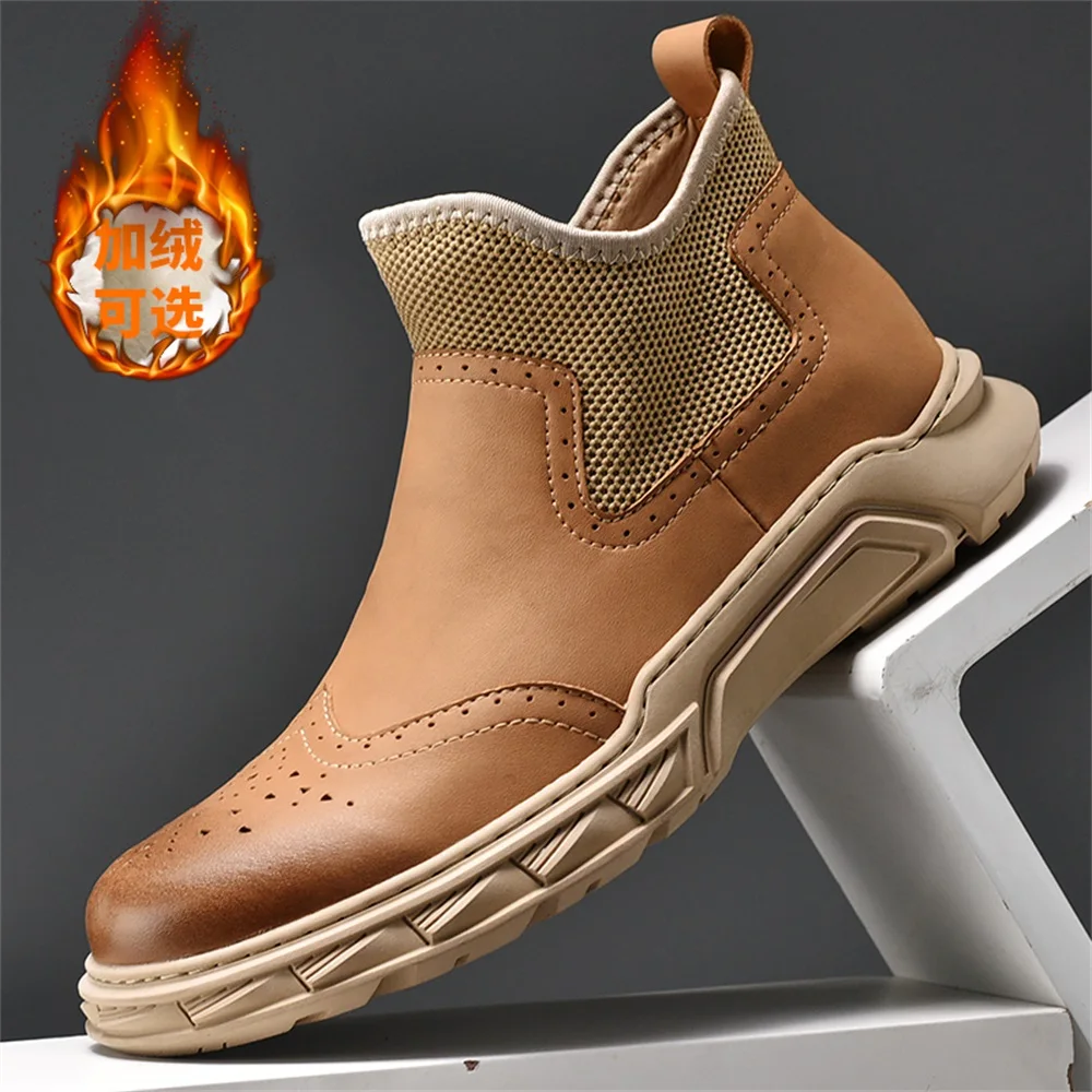 

New high-end leather men's Chelsea Martin boots, non-slip wear-resistant tooling boots, high-top plus velvet warm boots