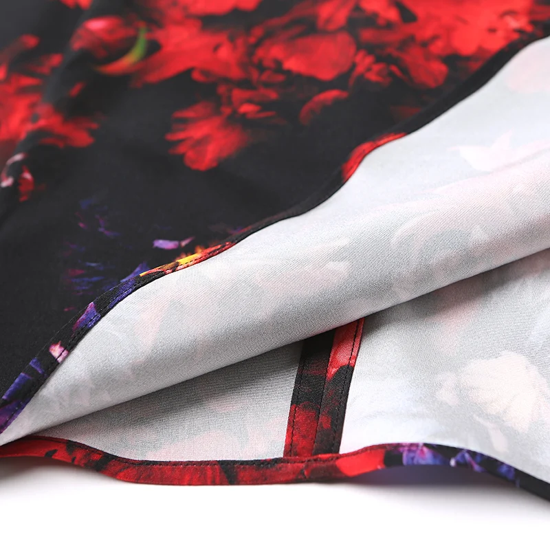 

VOA Summer Women's Dress 2021 Fashion Silk Print Short Sleeve Sexy Slim Floral Bodycon Dress Woman A-line Party Dresses A6812