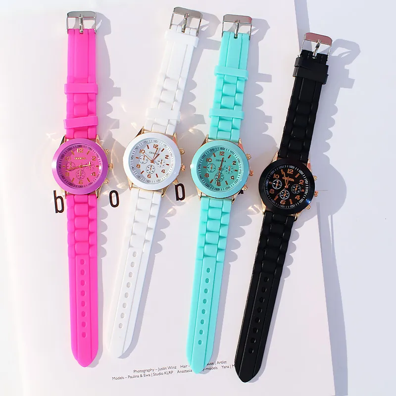 2019 hot sales geneva brand silicone women watch ladies fashion dress quartz wristwatch female watch montre relogio feminino free global shipping