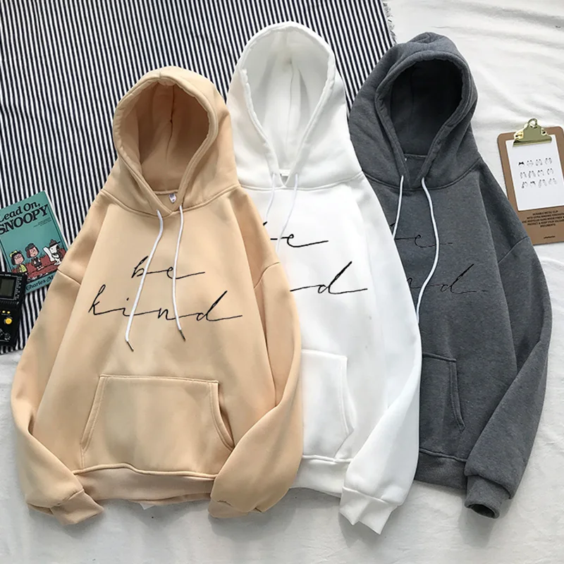 Женские толстовки с капюшоном простые универсальные пуловеры оверсайз для