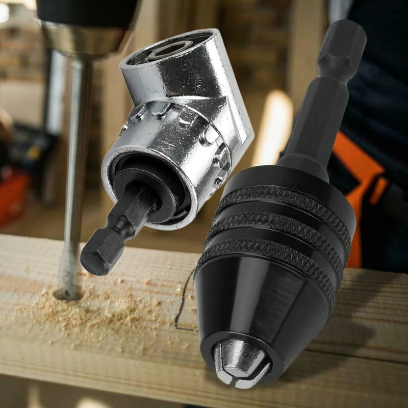 

Right Angle Bit Keyless Drill Chuck 1/4 In Hex Converter Adapter Attachment Part