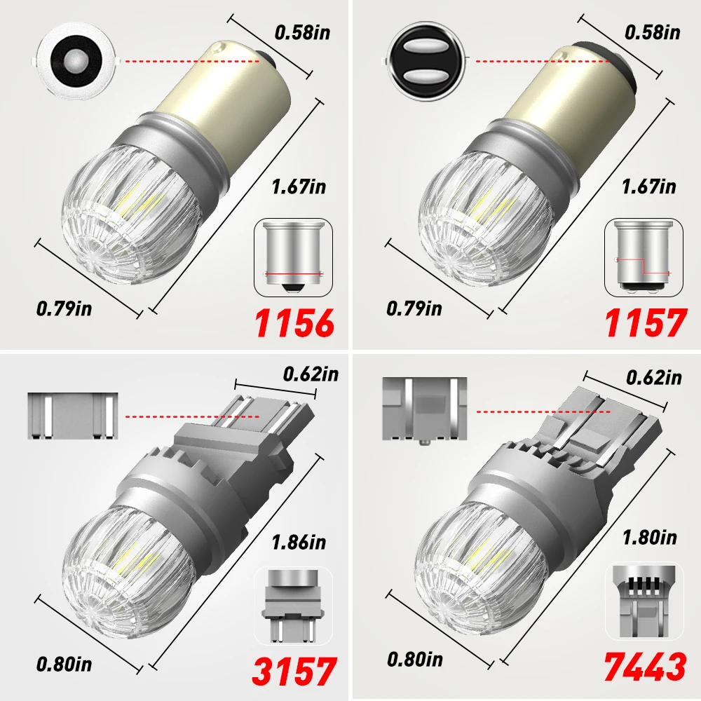 

2x New 2000LM 7443 7440 T20 Led WY21W W21W 1156 P21W Led Canbus Light 1157 BAY15D 3157 3156 T25 Brake Tail Lights Error Free 12V