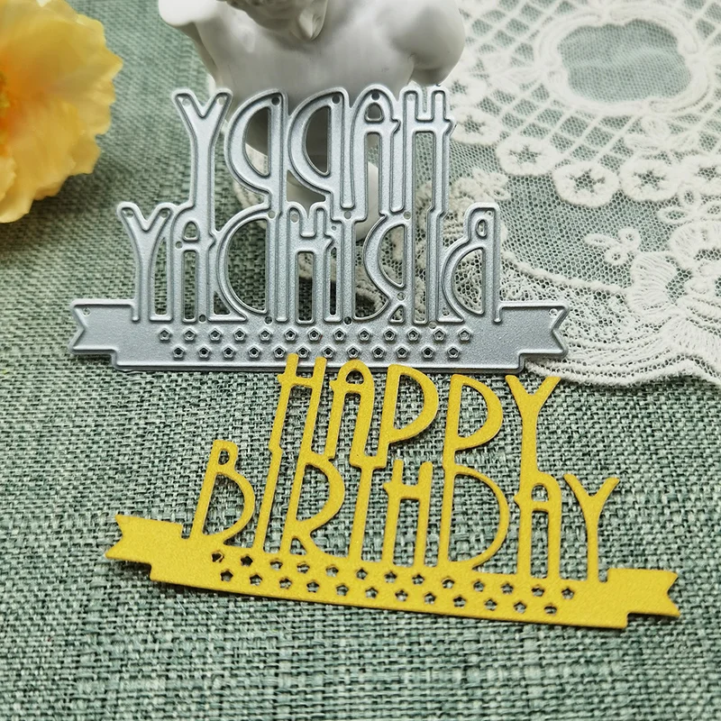 

Happy birthday letter cutting die mould scrapbook Embossing punch template craft decorative cutting mould Greeting card