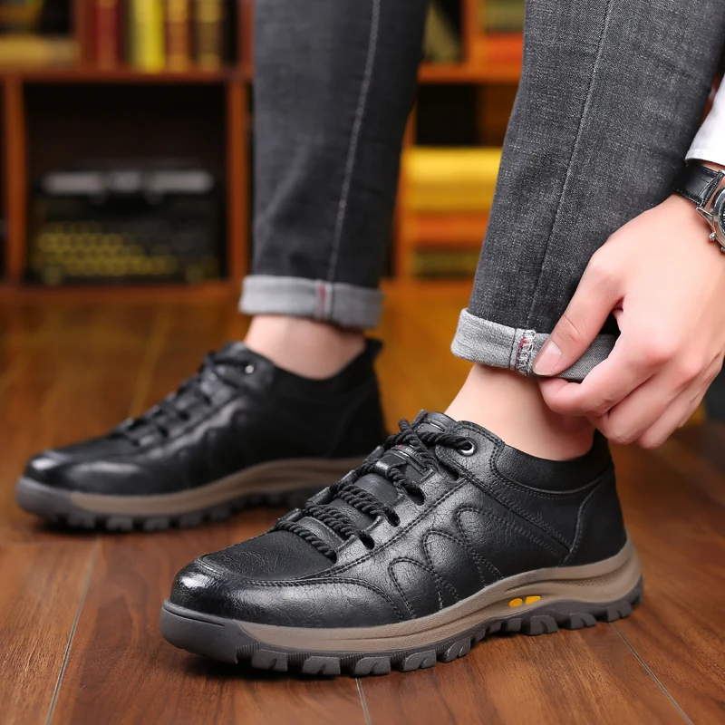 2021 New Trend of Men's Hiking Sneakers  Leather Casual Man Shoes Soft Large Size 38-48 Calzado De Senderismo Para Hombre