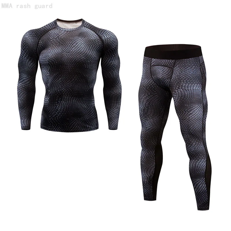 MMA Rashard kit Men's Wear Long-sleeved T-shirt + Pants Training Fitness Leggings Tracksuit Autumn Winter Jogging Base layer