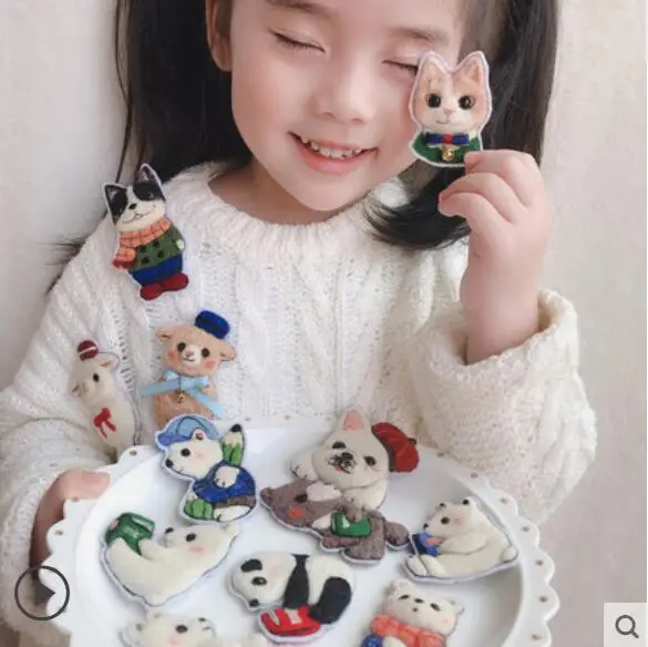 A hand-drawn brooch wool needlepoint kit felt needle felting keychain craft needlecraft DIY handmade | Дом и сад