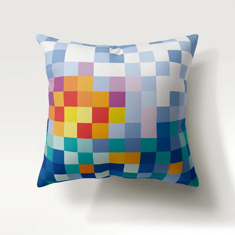 

45*45cm Cushion Cover Six-Color Splicing Geometric Stripe Polyester Throw Pillow Cases for Sofa Car Coffee Home Decor Pillowcase