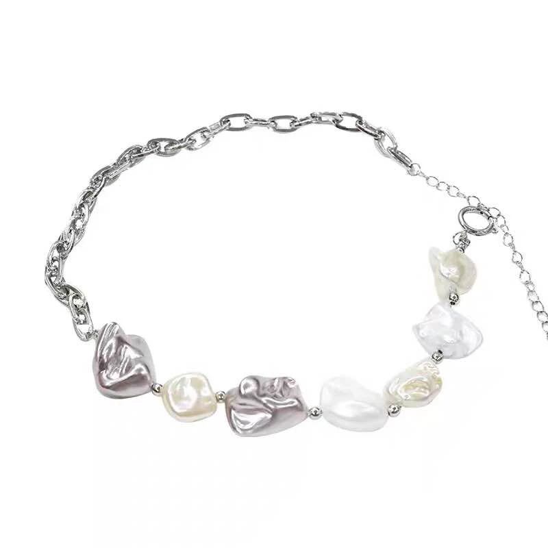 

Brief Art Style Handmade Jewelry Choker Pendants Necklace For Women Collares Colorful Pearl Jewelry Clavicle Chain Ins Choker