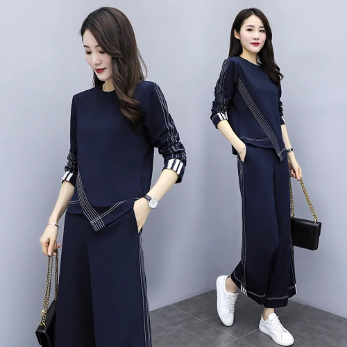 

Casual Women 2 Piece Set Top And Pants Korean Style Top&pants Set Ensemble Femme 2 Piece Sets Womens Outfits Woman Suit