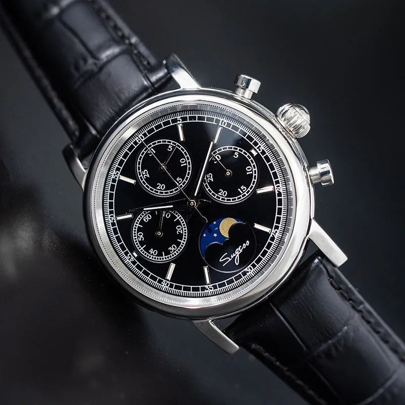 Супер Светящиеся механические часы с хронографом для мужчин ST1908 Moon Phase NATO Calendar мужские наручные часы Relogio