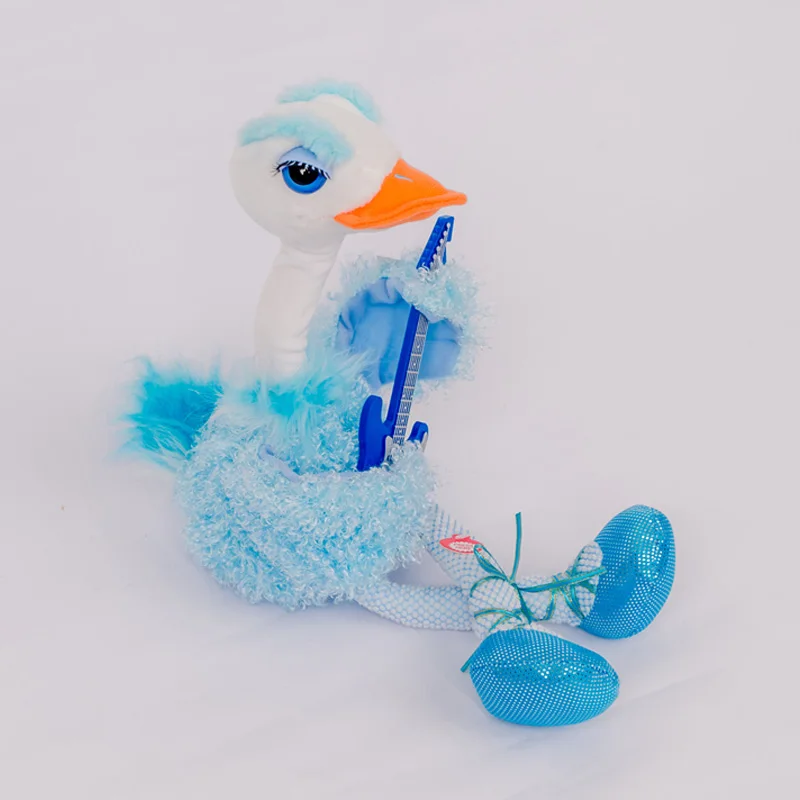 Blue Cartoon ostrich enchanting bird Douyin flamingos force people to dance, sing, electric fluffy Xmas Gifts for Girls Kids Children - Цвет: Blue