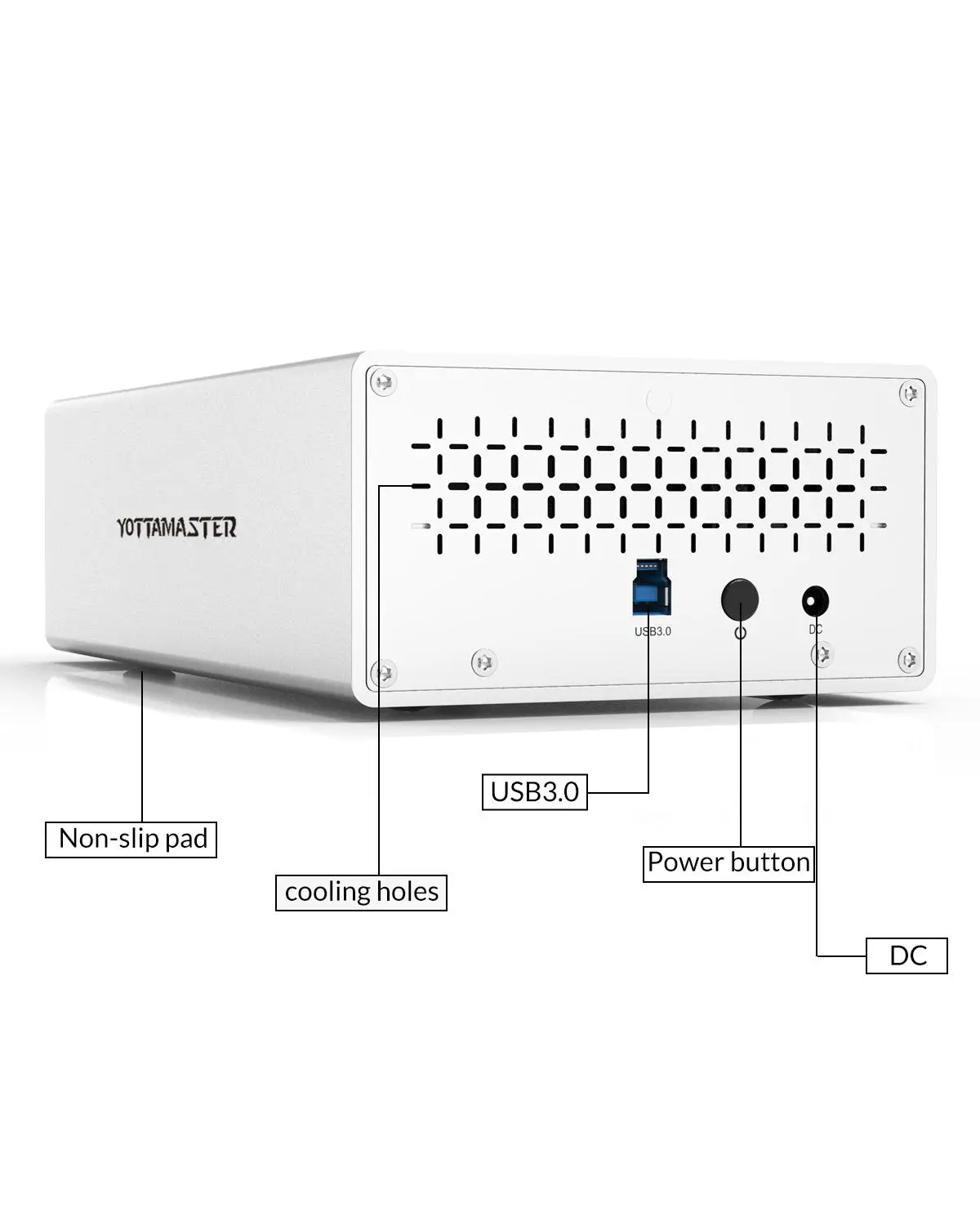 Yottamaster Алюминий 2 Bay 5 &quot/3 5&quot USB3.0 Корпус внешнего жесткого диска SATA3.0 Поддержка 2x10