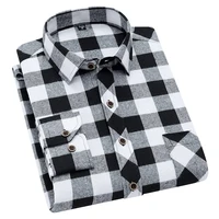aoliwen brand men 45 cotton black white plaid long sleeve shirt spring autumn trend soft and comfortable casual slim fit shirts