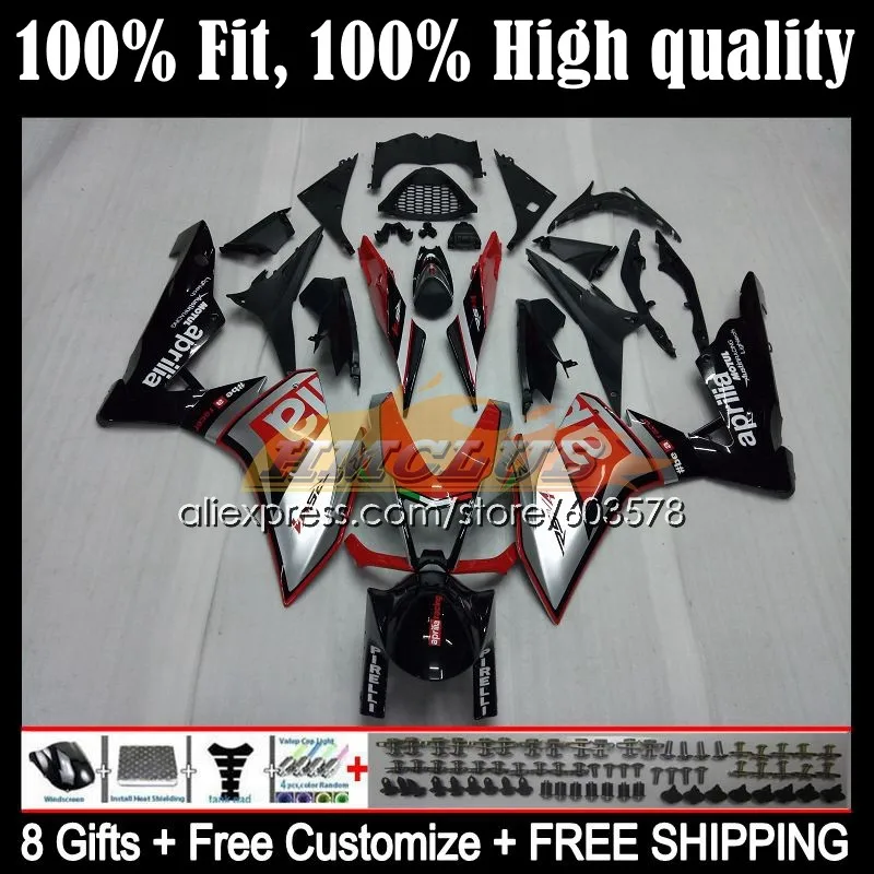 

Инъекция для Aprilia RS4 RSV1000R 112CL.56 RSV 1000 RSV1000 R RR 16 17 18 19 RSV-1000 2016 2017 2018 2019 обтекатель красный серебристый
