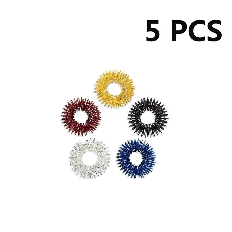 

5pcs Acupressure Massage Rings Chinese Massage Ring Acupressure Finger Rings(Gold/Silver/Black/Blue/Red)