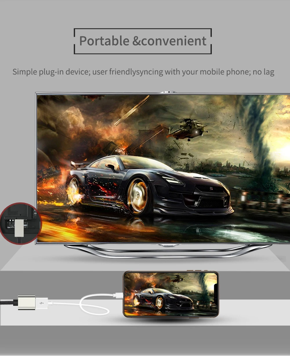 2 м USB к HDTV адаптер Зеркало экран Кабель HDMI-Совместимость с Iphone 11 X для Samsung S20 микро