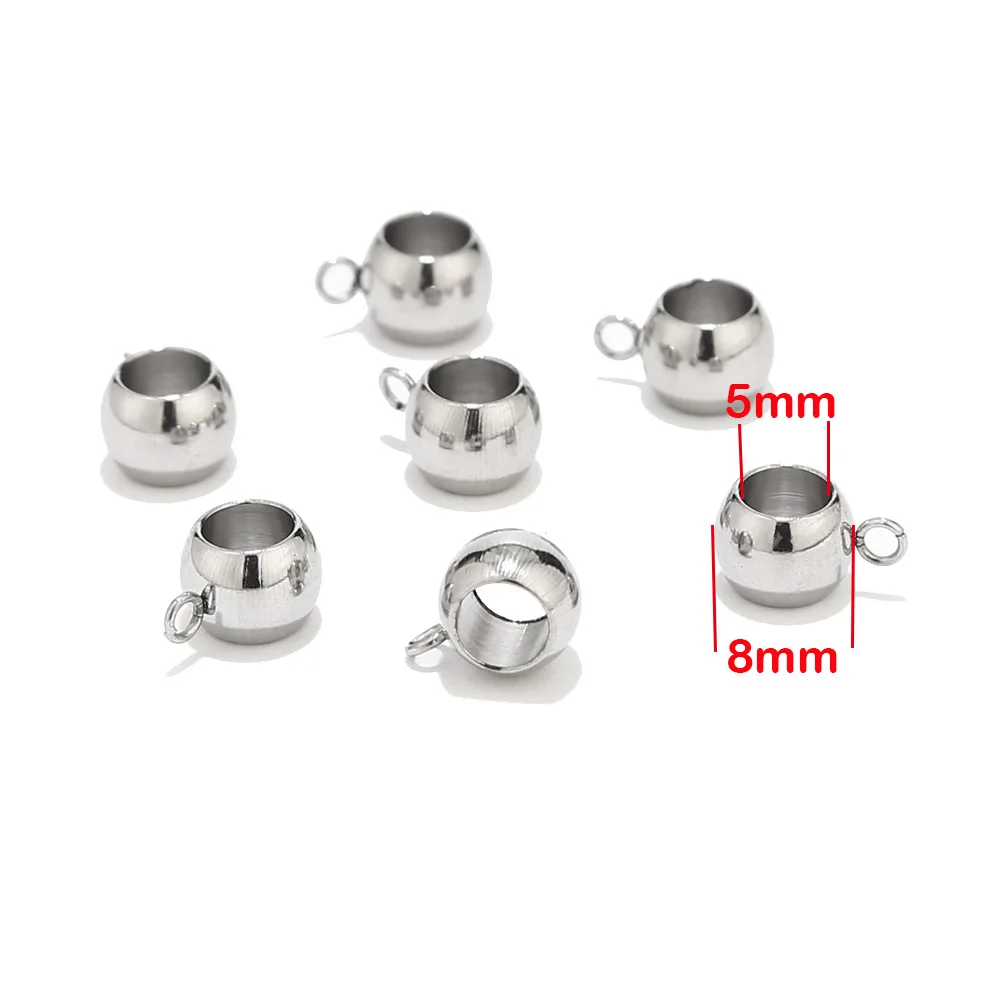 8mmx5mm 40 шт./лот, 8 мм, ассорти, большое отверстие, Висячие Подвески, бусины, трубка с петлей, нержавеющая сталь, золотой тон, разделители для браслетов-шармов - Цвет: 8mmx5mm