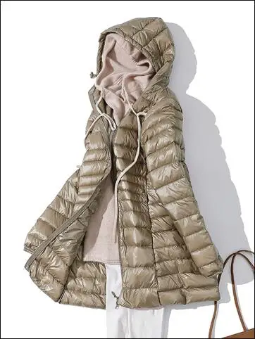 Новинка, женский пуховик, 7XL, зимний женский пуховик с капюшоном, длинная куртка, белый утиный пух, Женское пальто, ультра-светильник, тонкий, однотонный, Jac