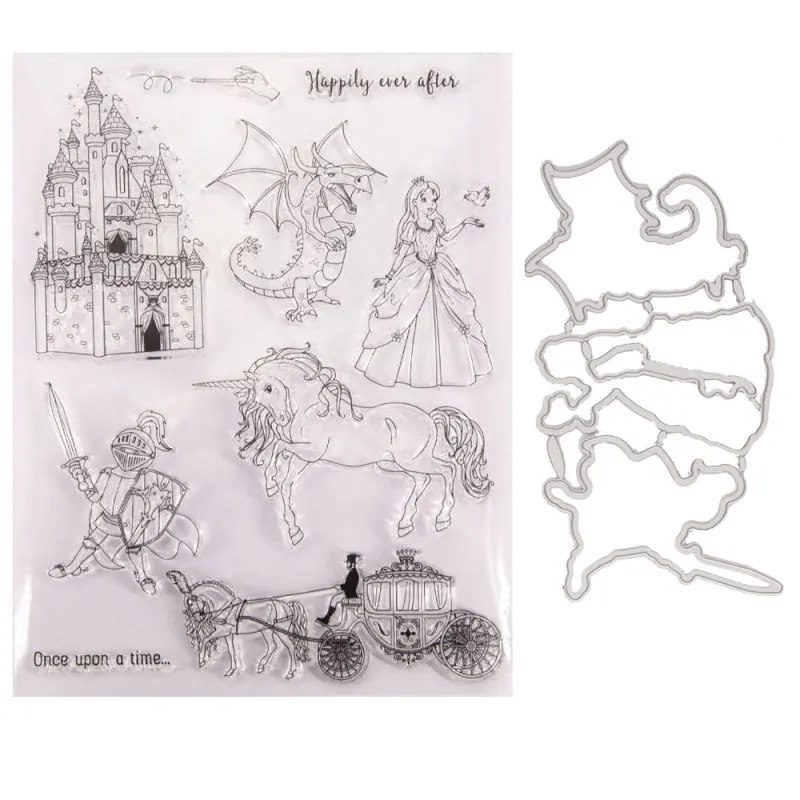 

Fairy Princess Castle Carriage New Metal Cutting Dies Stamps and Dies 2022 DIY Scrapbooking Stencils Paper Album Cards Embossing