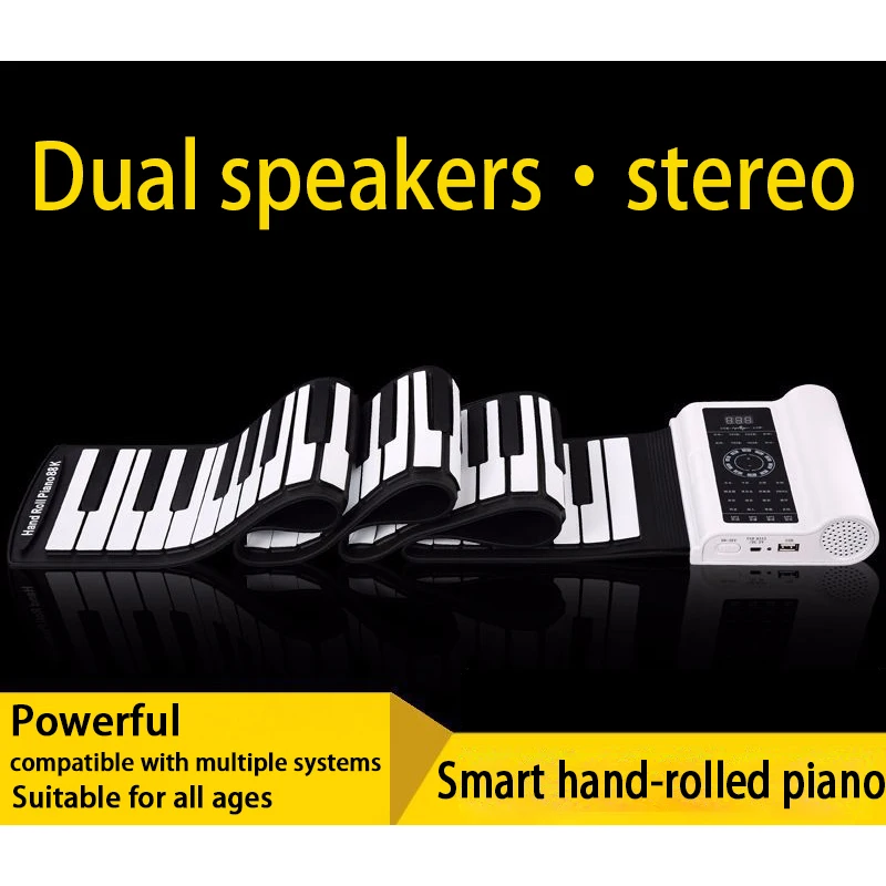 

New hand roll piano 88 keys with double speakers and thickened silicone keys piano Portable piano