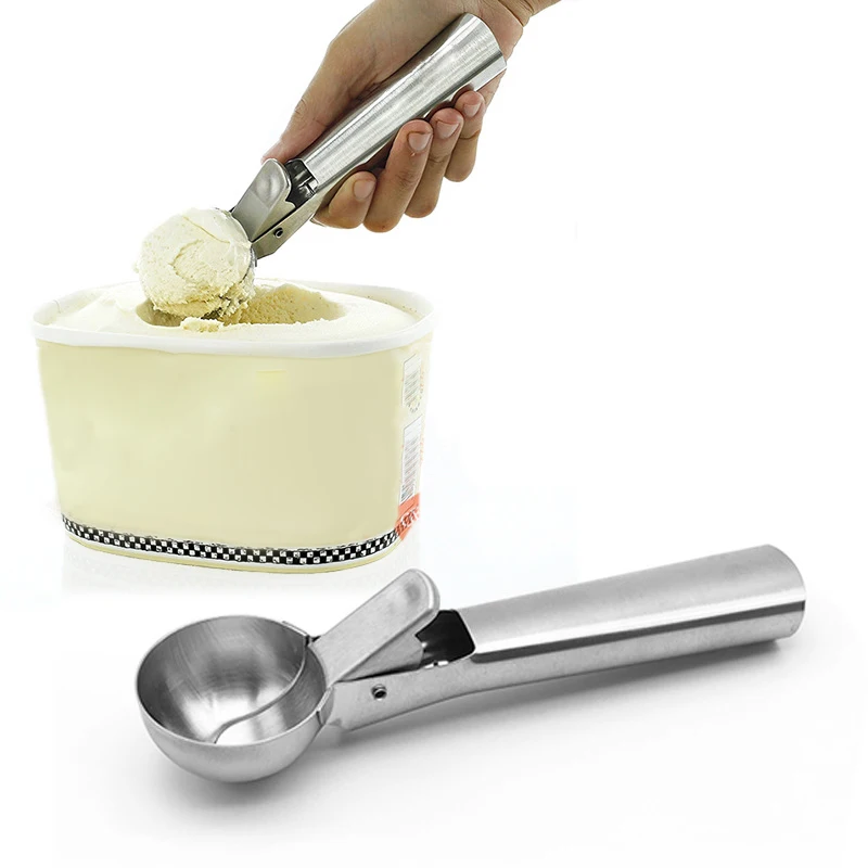 Ice Cream Scoops Stacks Stainless Steel Digger Fruit Non-stick Watermelon Spoon Kitchen Tools For Home Cake | Дом и сад