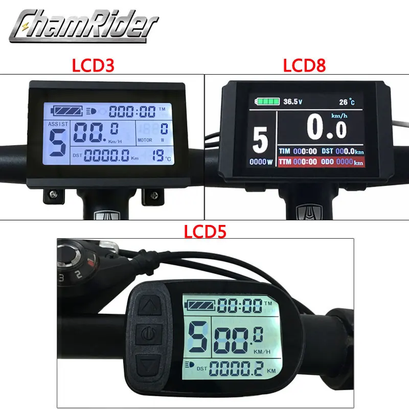 LCD3 Ebike Display LCD8HU KT LCD Electric Bicycle Meter LCD5 For KT Intelligent Controller 52V 48V 36V LCD Panel Waterproof Plug