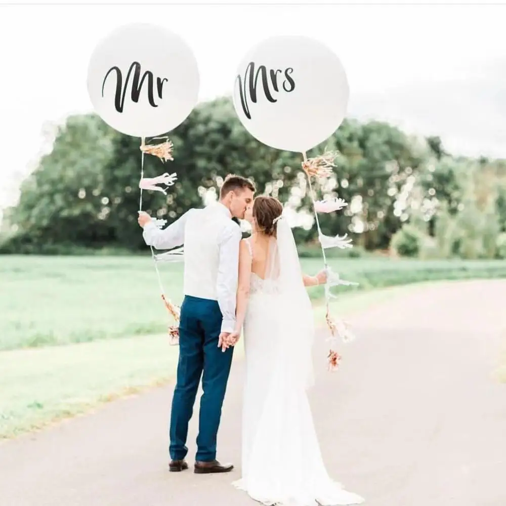 36 дюймов наклейки Мистер и миссис свадебные круглые белые латексные шары День