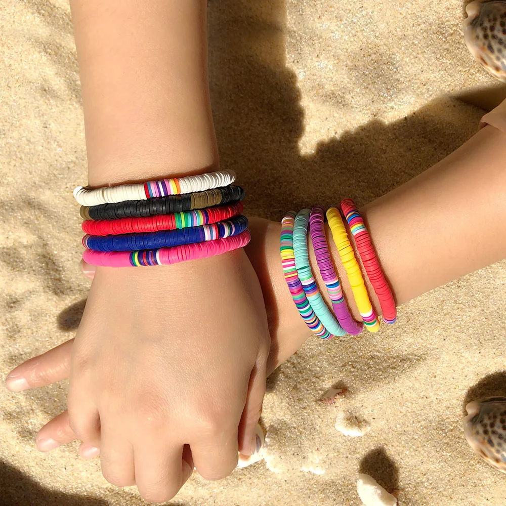 

Beach European and American Ethnic Bracelet Mixed Color Soft Elastic Rope Bracelet
