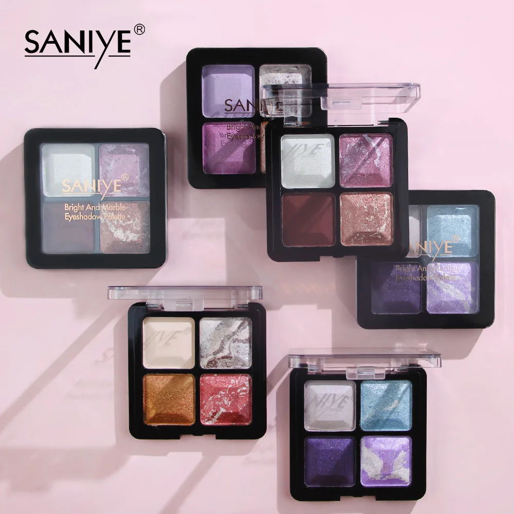 SANIYE, 4 цвета, красивые блестящие тени для век, палитра, мягкие матовые тени для век, стойкий макияж для глаз, палета для глаз, E0424