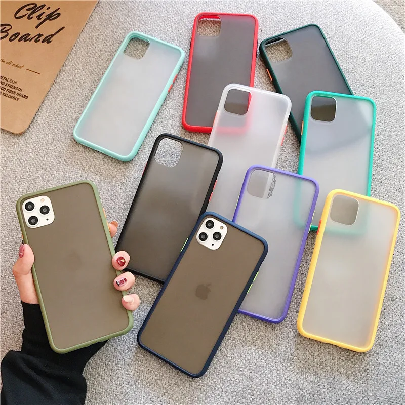 

Mint Hybrid Simple Matte Shockproof Phone Case For iPhone 12 Mini 11 Pro X XR XS Max 6S 7 8 Plus Soft Silicon Bumper Clear Cover