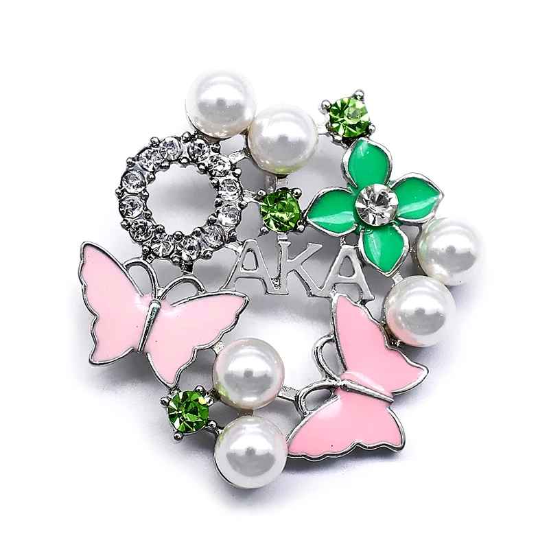 Rhinstone & Pearls AKA брошь Alpha Kappa Брошь для женщин подарок сестер аксессуары одежды