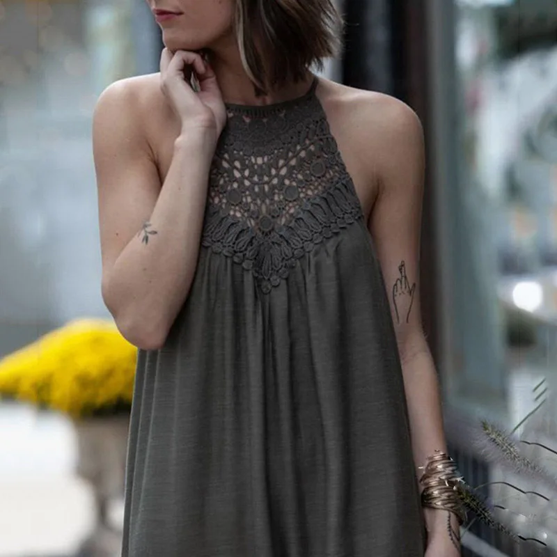 Женское пляжное платье в пол Длинное свободное большого размера с подвесной