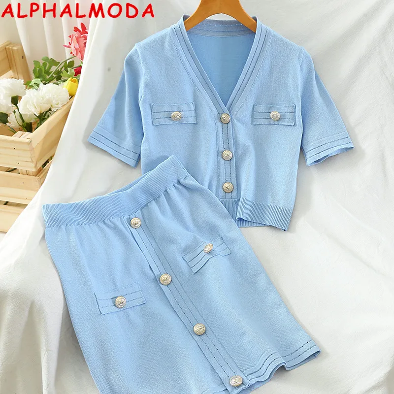 Женский вязаный кардиган ALPHALMODA Короткий Джемпер с V-образным вырезом и высокой