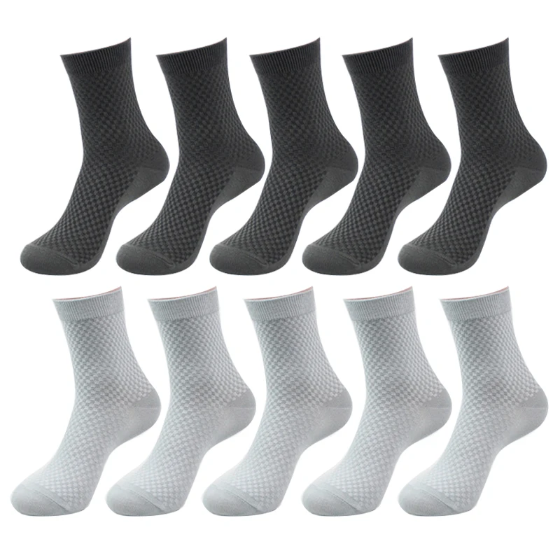 

10Pairs High Quality Men's Socks Polyester Spandex Men Socks Business Breathable Deodorant Compression Socks Long Male Sock