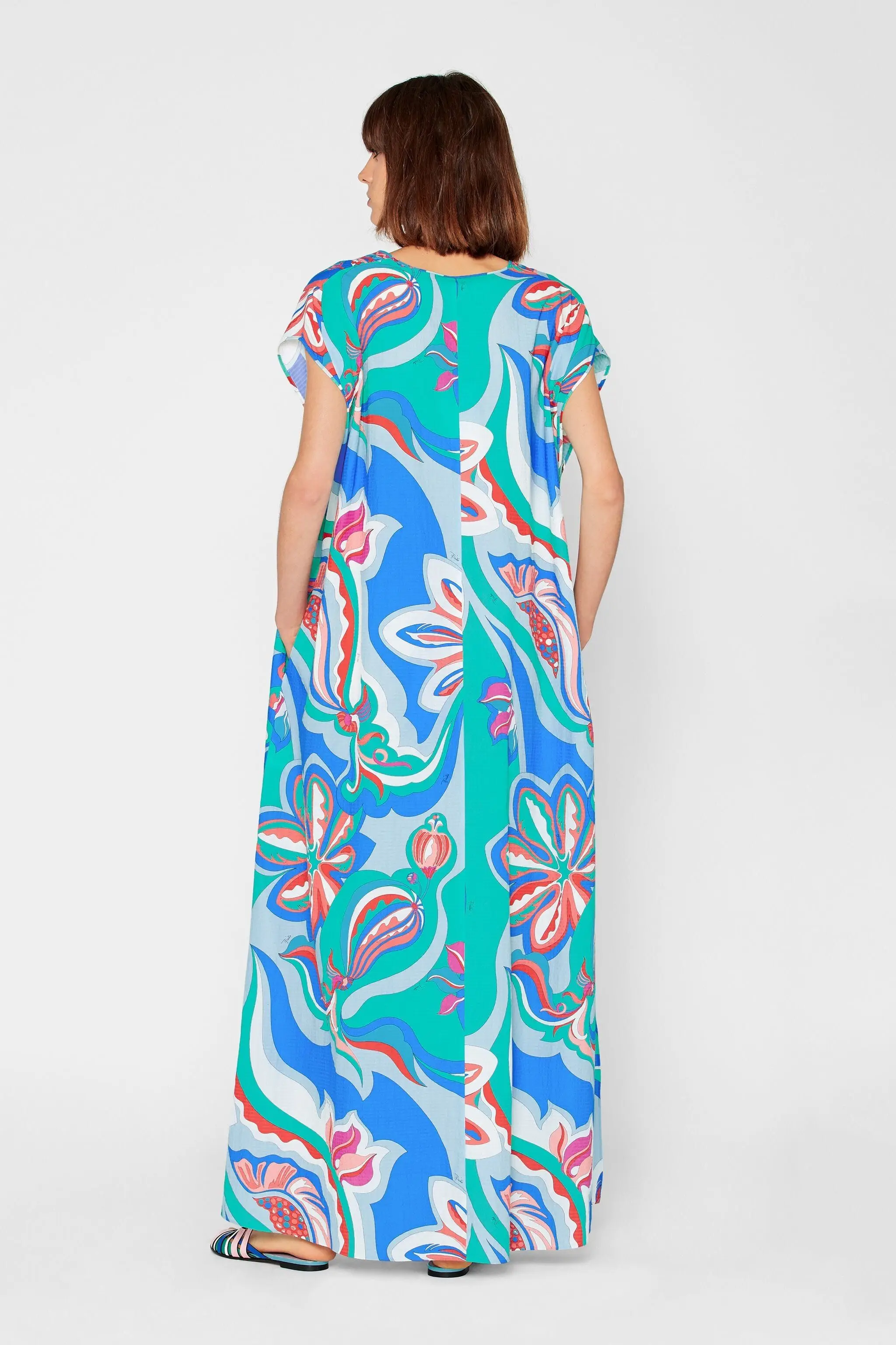 Платье женское трикотажное с V-образным вырезом и принтом | Женская одежда