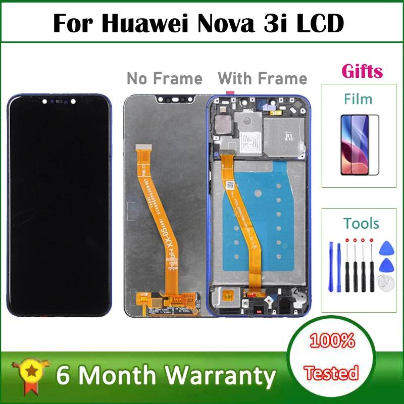 

6.3" Display For Huawei Nova 3i LCD INE LX2 L21 Touch Digitizer Assembly with Frame For Nova 3 LCD PAR LX1 LX9 Screens Complet