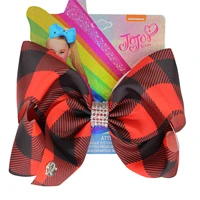 new 8 inch hair bow holiday print ribbon for girls with clips bowknot custom made handmade accessores
