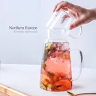 1200 мл стеклянный кувшин для воды с крышкой чашки, графин для воды с ручкой, кувшин для горячейхолодной воды, большой кувшин для домашнего сока, холодного чая