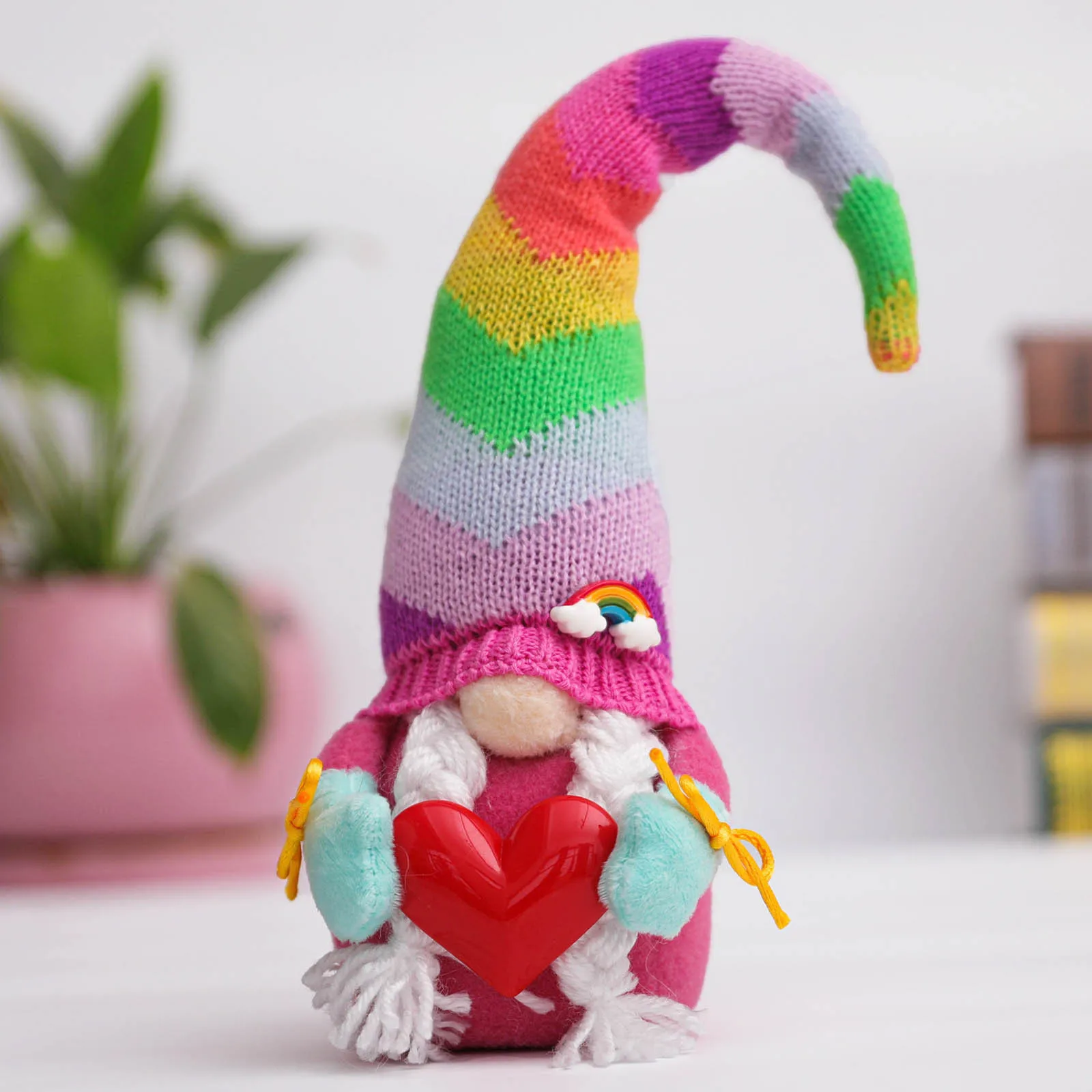 1pc Christmas Rainbow Gnome Faceless Plush Doll Scandinavian Tomte Nisse Pride Nordic Home Decor Colorful Dwarf for Kids - купить по