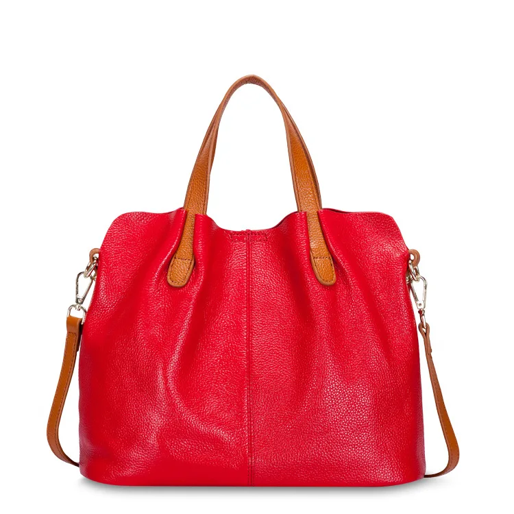 Red Bag Сумка из натуральной кожи, женская сумка из натуральной кожи, модные женские элегантные сумки, женская роскошная сумка-тоут, женская сумка для покупок, новинка - Цвет: Red Bag