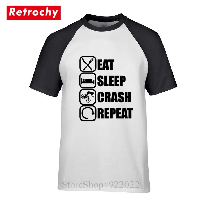Забавные горный велосипедная Футболка Модные Sreetwear MTB жизни &quot Eat Sleep аварии