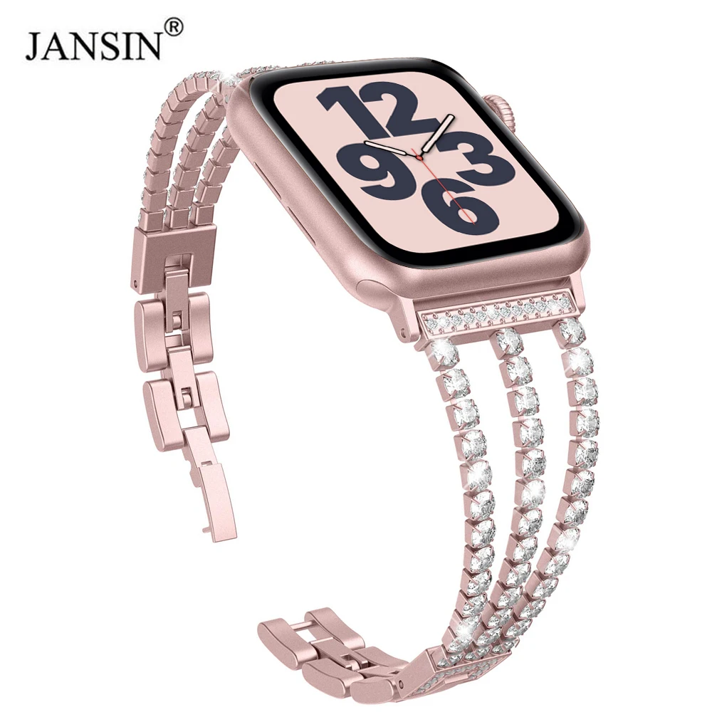 Браслет из нержавеющей стали с бриллиантами для Apple Watch Band 42 мм 38 женский браслет 40