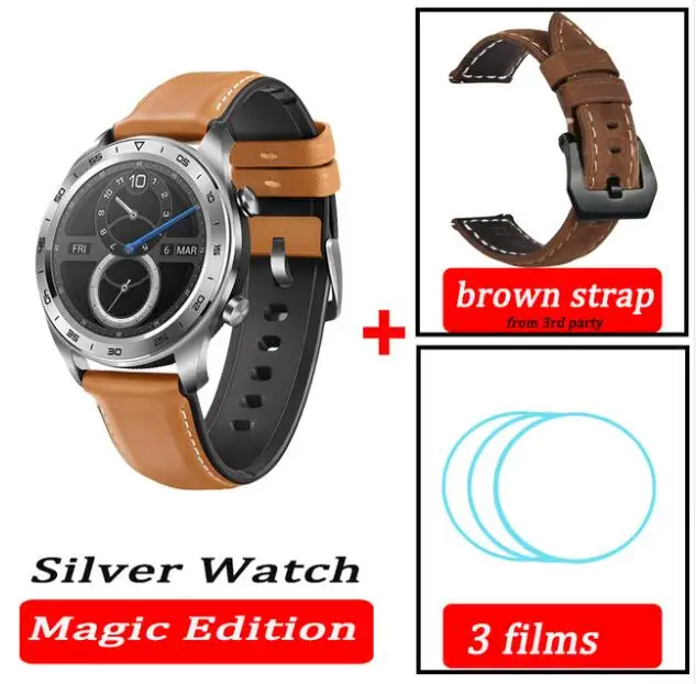 Silv n film n br str Huawei Honor Watch Magic, водонепроницаемые, gps, NFC, для работы, 7 дней, напоминания о сообщениях, пульсометр, трекер сна, экран 1,2 дюйма - Цвет: Silv n film n br str