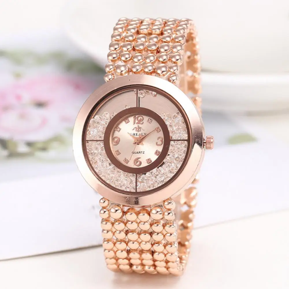 

Fashion Luxury Quicksand Rhinestone Round Dial Analog Women Quartz Bracelet Wrist Watch Ladies Dress Watches Gift Reloj Mujer