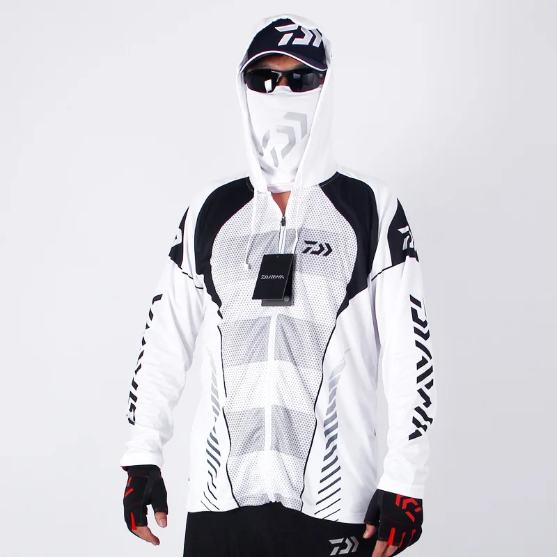 

2020 Famous Brand Men Mesh Breathable Hood Mens Dw Sports Fishing Outdoor Fishing Clothes Dawa New White Fishing Jersey Pesca