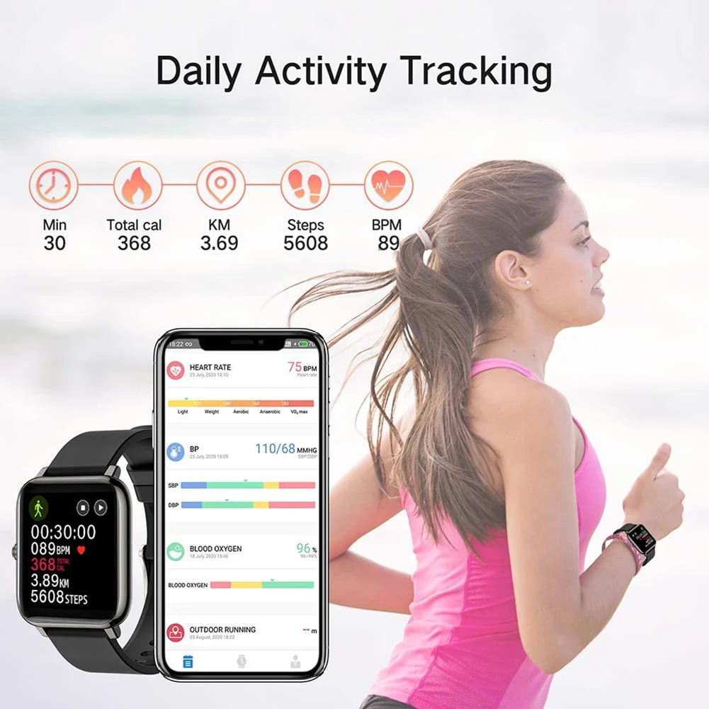 

New P22 Smart Watch Women Men FHeart Rate Blood Pressure Sleep Monitor Bluetooth Smart Bracelet IP67 Waterproof For Android IOS