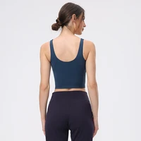 hot popular nude skin friendly tight fitness women sports bra gym yoga vest crop top removable chest pad vneck moisture wicking