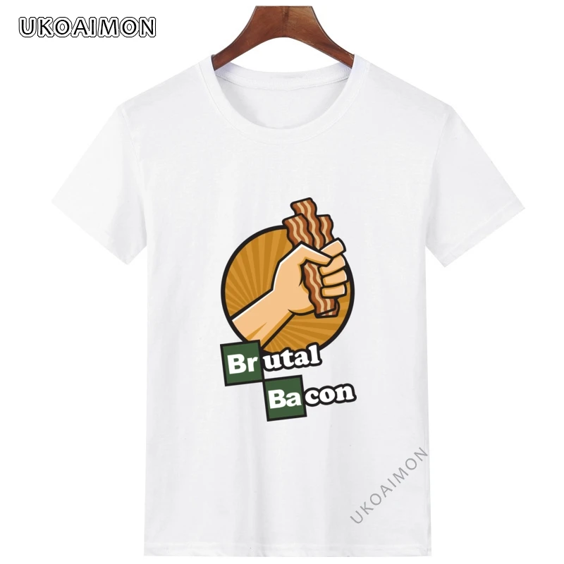 

Футболка мужская с рисунком жестокого бекона на новый год, крутая тенниска в стиле хип-хоп, удобная хлопковая майка с круглым вырезом, забав...